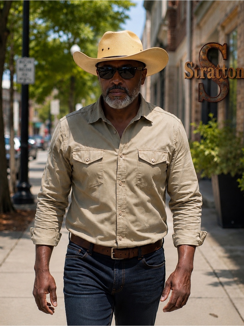 Stratton Western Style Straw Cowboy Hat Men’s 7 3/8 New S36 AWNAT